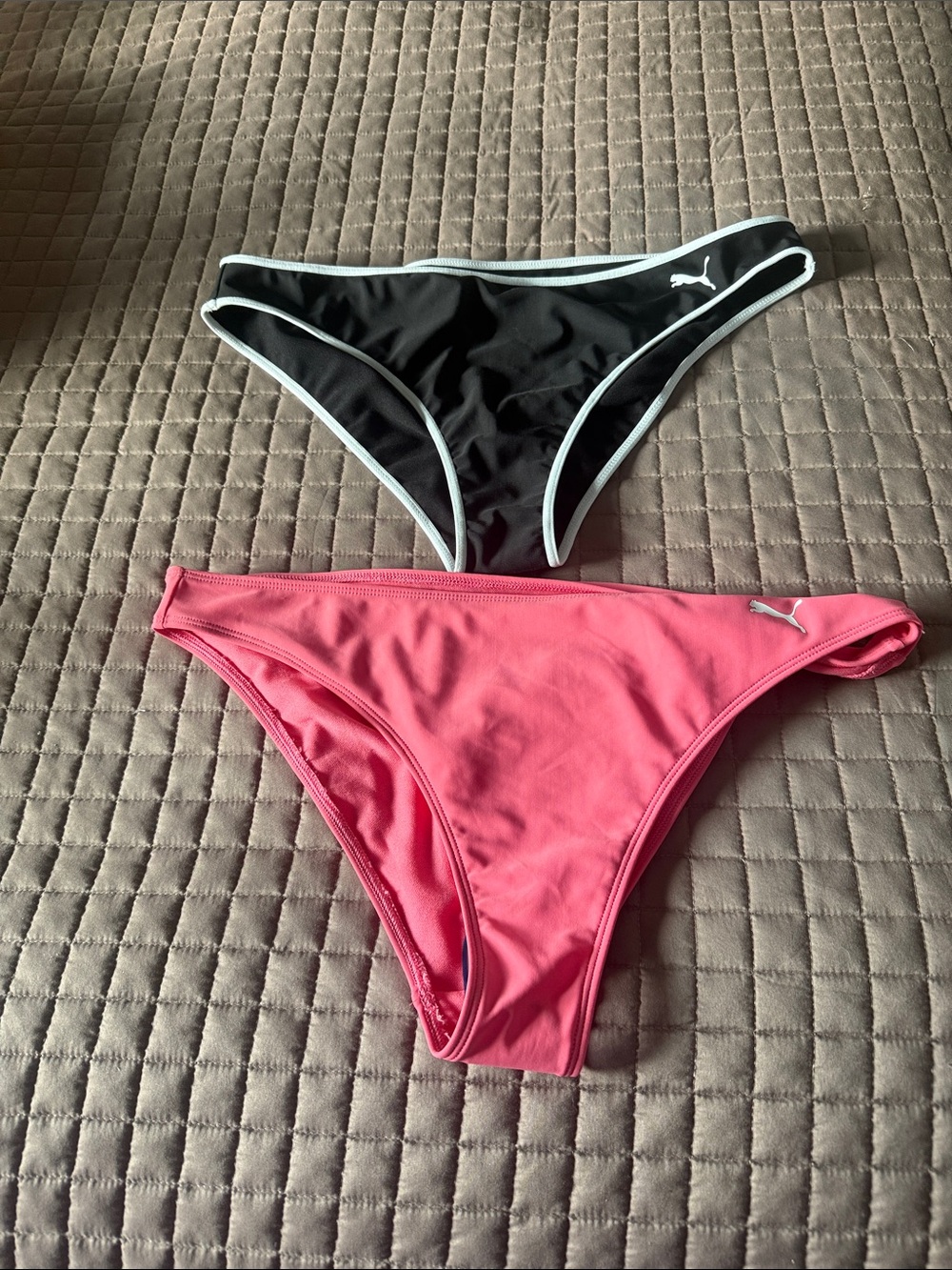 Puma Two-Piece Bikini Bottoms — Black & Pink